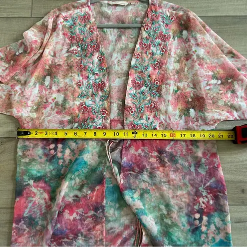 Soft Surroundings Embroidered Beaded Primavera Boho Topper Kimono Cardigan XL