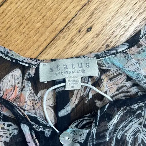 Status by Chenault floral chiffon blouse XL Black