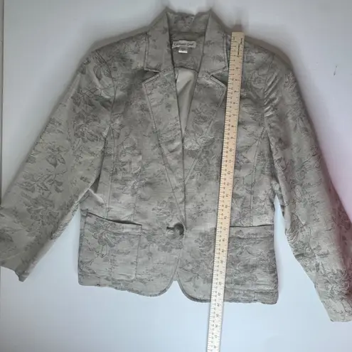 Coldwater Creek Floral Tapestry Linen Cotton Blazer Size 12 Jacket Boho Neutral