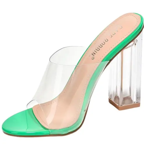 Cape Robbin Y2K Green Transparent Chunky Heels Size 7 NIB NWT Retro Block Heels