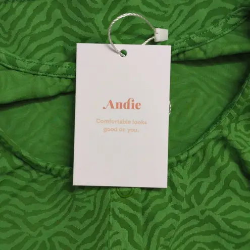 ANDIE NWT  Augusta Jacket Green Cropped Snap Front Abstract Zebra Pattern Top M - Image 7