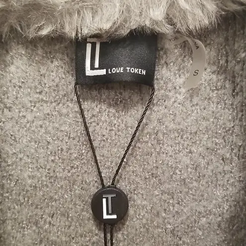 Love Token ππ Faux Fur Trim Knit Jacket ~ Gray Small S NWT