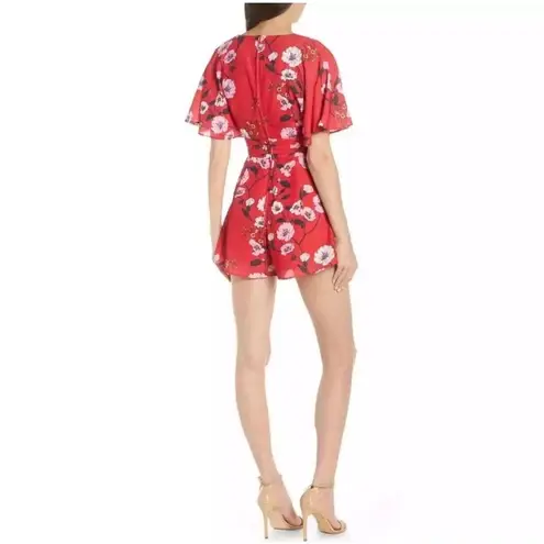 KEEPSAKE The Label Red Floral Darkness Romper Dainty Playsuit XL 10 Pockets