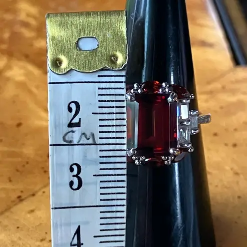 Red Labradorite Vermelho Red Garnet Sterling Silver Ring Size 7