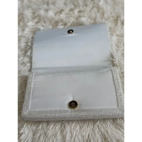 Beaded Evening Clutch Bag, Formal Party Wedding, Vintage Style Purse White