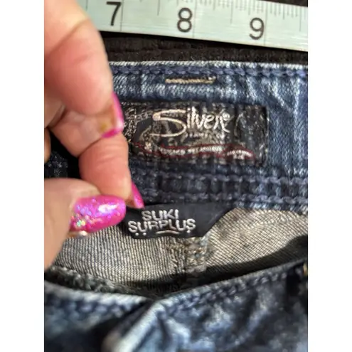 Silver Jeans Suki Surplus Straight Med Wash Low Rise Embroidery Size 31/32 Logo