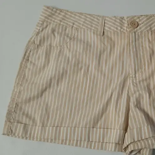 Womens Shorts Size Medium Tan Stripe Mix and Co White