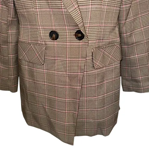 BELLE & BLOOM Too Cool For Work Double Breasted Lined Brown Pink BlazerS EUC