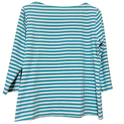 J. McLaughlin Wavesong Striped Boat Neck Catalina Cloth Top Women XL 3/4 Sleeve
