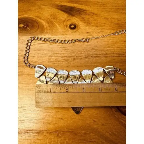 Hammered Like Flat Stones Gold Tone 16" Adjustable Necklace Statement Piece