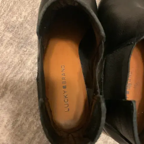 Lucky Brand  Podina Leather Chelsea Ankle Boot (Sz 9.5) Black Block Heel