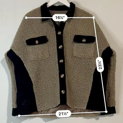 Prómesa PROMESA Women's Contrast Button Down Sherpa Jacket Grey Black Size Medium FLAW