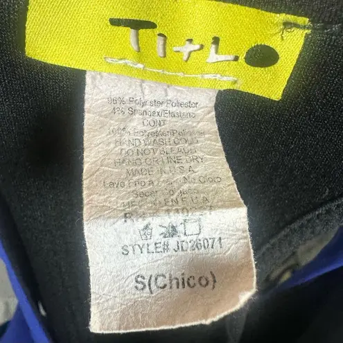 Unique blue and black racerback bodycon chiffon tunic top size small