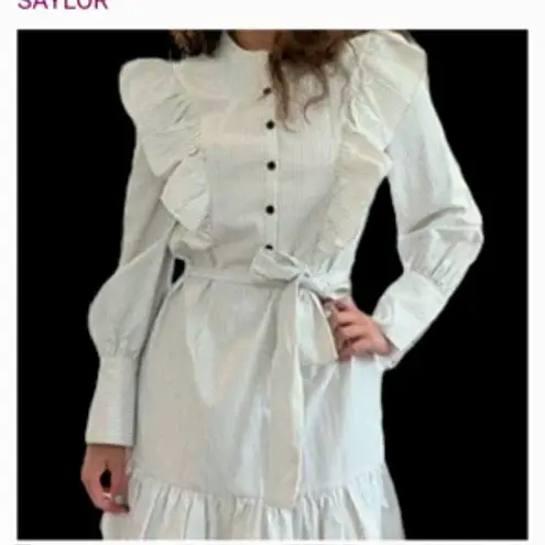 Saylor Ruffled Shirt Dress Puff Sleeve Small