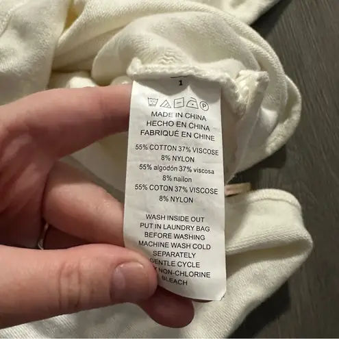 Michael Kors Off White Cream Knit Shark Bite 3/4 Sleeve Pullover Sweater Sz M Size M