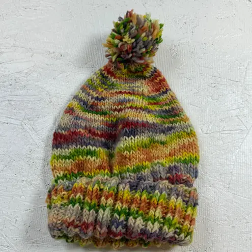 Handmade Rainbow Knit Beanie Hat