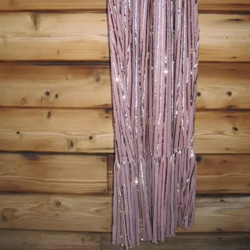 Mac Duggal 23010 Flutter Sleeve Deep V Ruffle Hem Sequin Gown