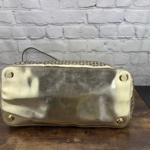 Michael Kors  Flower Perforated Gold Leather Travel Tote Shoulder Handbag