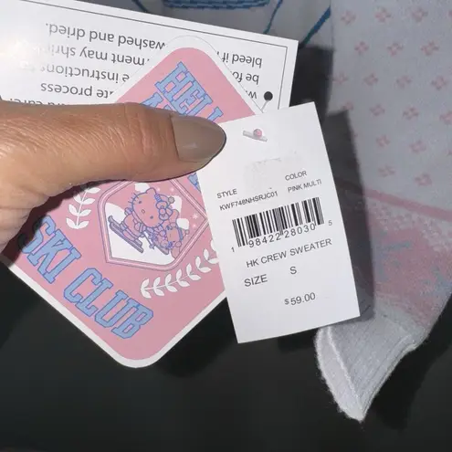 Sanrio NWT Hello Kitty Ski Club Snow Angel Crew Sweatshirt Woman Junior S Pink