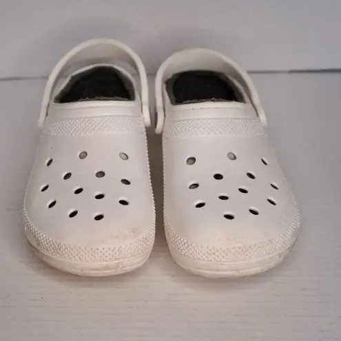 Crocs  Classic Lined Faux Fur Clogs White With Gray Lining Shoes Men 8 Women’s 10