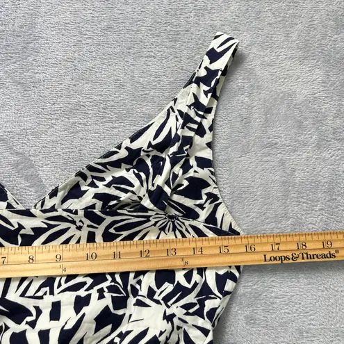 American Living Navy White Floral Fit & Flare Dress Belted Sleeveless Size 10