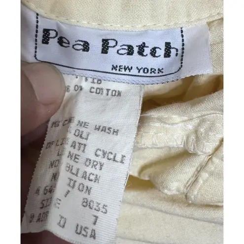 VTG 1950 Style Pastel Yellow Cotton Midi Day Dress Sz7 Tight Waist USA Bat Sleev Size 6