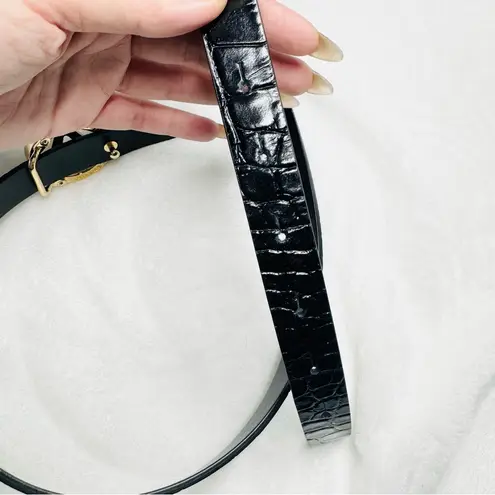 Mario Valentino VALENTINO BY Giusy Logo Croc-Embossed Patent Leather Belt Small