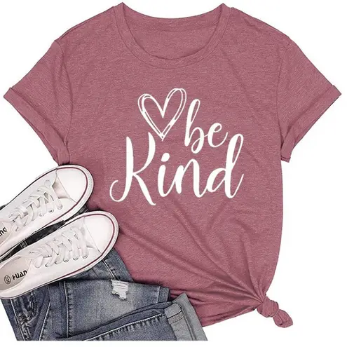 "BE KIND" GRAPHIC PINK MAUVE T
