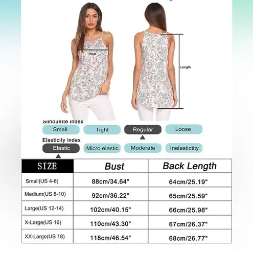 Tank Top Womens Plus XXL Floral Blue Summer Halter Cami Shirt Top Casual B3