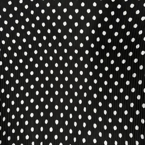Boston Proper  Shirt Women Medium Black White Polka Dot Pleats Button Up Feminine