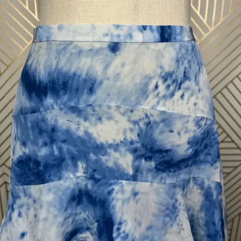 Rebecca Taylor Silk Shibori Handkerchief Skirt Blue Tie Dye Size US 6