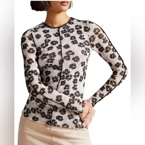 Ted Baker Aubriiy Skinny Jersey Top Shirt in Mid Gray Black Size 5