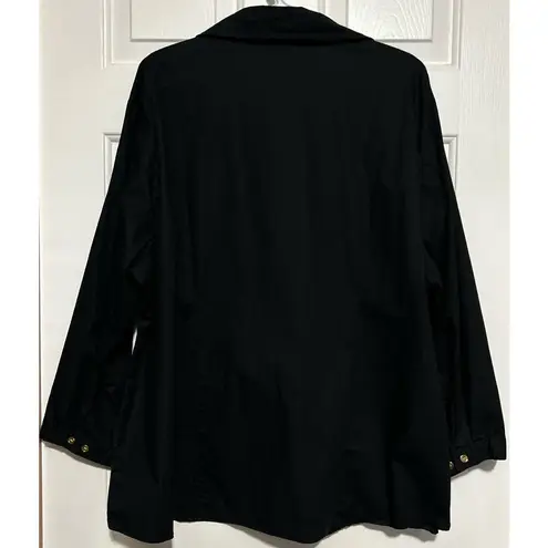 Harvé Benard Harve Benard Women's Black Long Roll-Up‎ Sleeves Button Front Blouse Size 3X