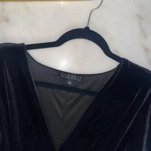 Eloquii Shoulder Pad Velvet Mini Dress in Black