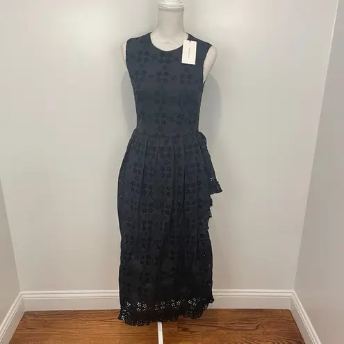 Simone Rocha Eyelet Midi Dress Sleeveless Draped Back Dress Size 2 NWT $1,770