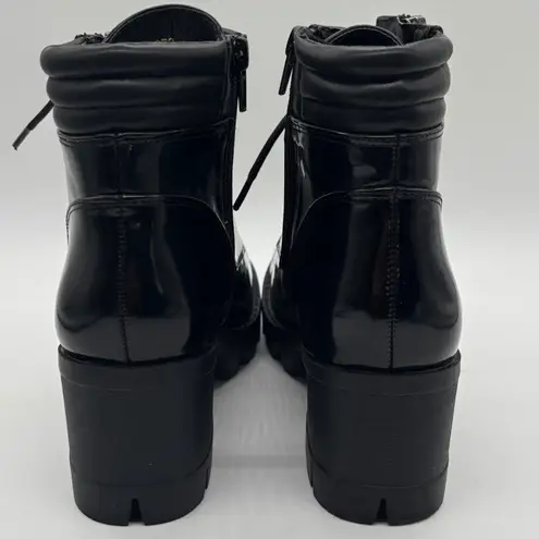 Allegra K NEW Ankle Boots Womens 8.5 Black Lace Up Side Zip Chunky Heel Platform