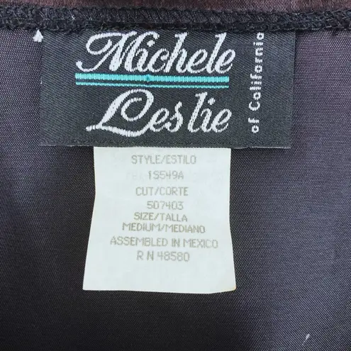 Unique Vintage Vintage Michele Leslie Black Velvet Vest M Tribal Print Retro Unique