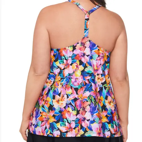 Island Escape Floral Razorback Tankini Black Size 18W