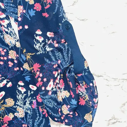Collective Concepts Collective Concept Blouse Navy Floral Signed Sleeves Women S Cottagecore Summer