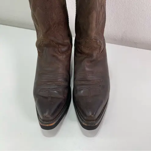 Road Wolf Women 6.5M Brown Leather Cowgirl Boots Festival 2.5' Heel Southwestern Size 6.5