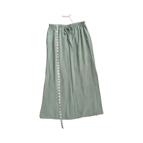 Sage Green Linen Maxi Skirt Flowy Drawstring Waist Lined Lightweight Women’s S