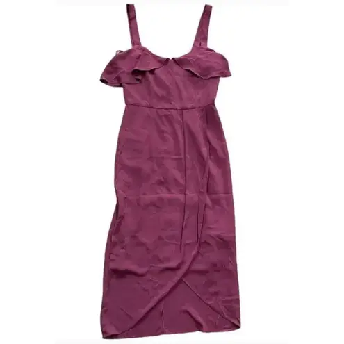 Cooper St Dress Womens 2 Mulberry Ruffle Wrap Tulip Hem Midi Nordstrom 18CS08450 Red