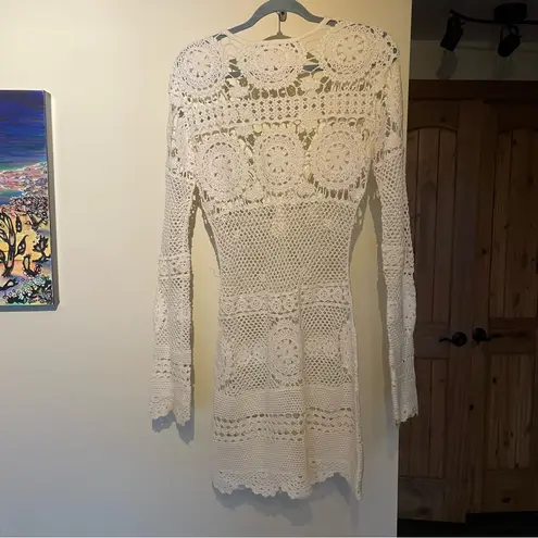 Rat & Boa White Crochet Resortwear Dress Medium