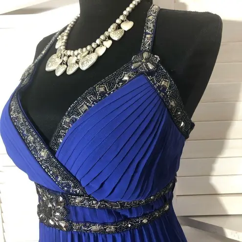 Sue Wong Nocturne Beaded Cocktail Dress Royal Blue Size 10