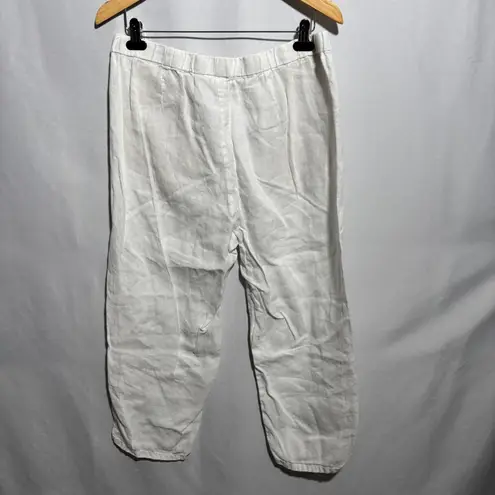 J Jill Love Linen White Pull On Capri Pants Pockets Sz M Capris Coastal Classic Size M