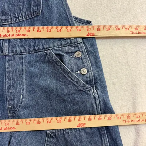 Vintage Levis M Denim Overalls Distress Acid Wide Leg Crop Utility 90s Grunge Blue Size 8