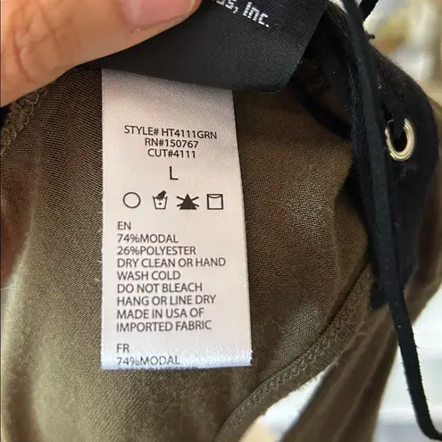 Harley Davidson, army green lace up back biker bling graphic tank top L Black Size L