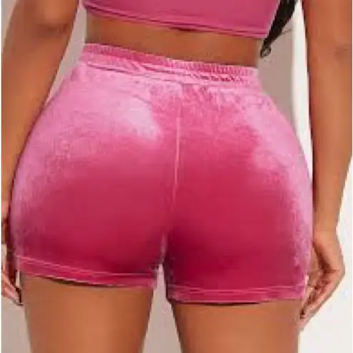 Vegas Crushed Velvet Shorts Womens Medium Pink Dolphin Hem High Waist Casual Y2K