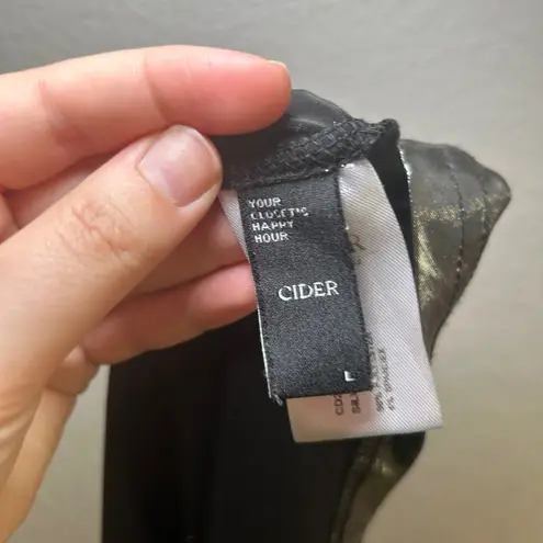 Cider Silver One Shoulder Ruched Metallic Party Mini Dress costume Women's L