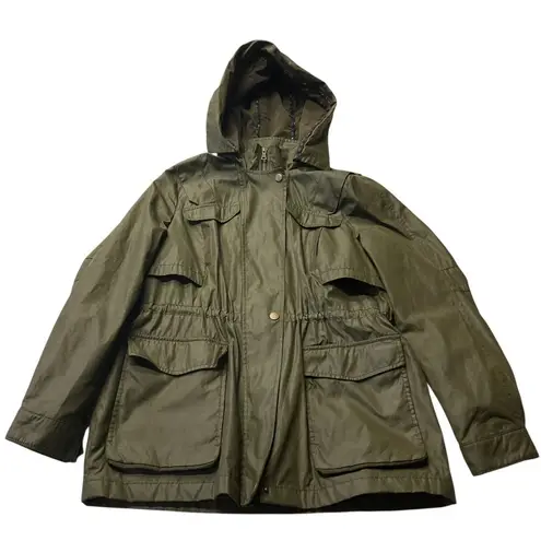 Braetan Hooded Anorak Jacket Olive Green Utility Lightweight Rain Coat Size L Size L